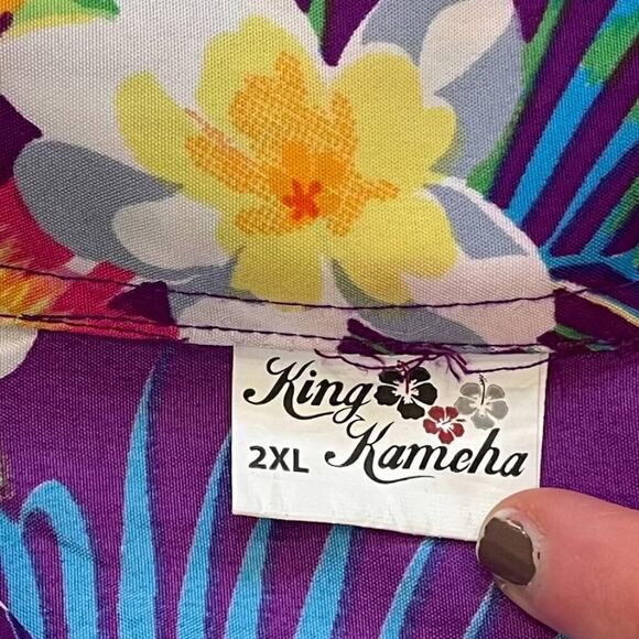 King Kameha Tropical, Floral, Pineapple, Bird, Hawaiian Button Down Shirt, 2XL - Picture 10 of 13